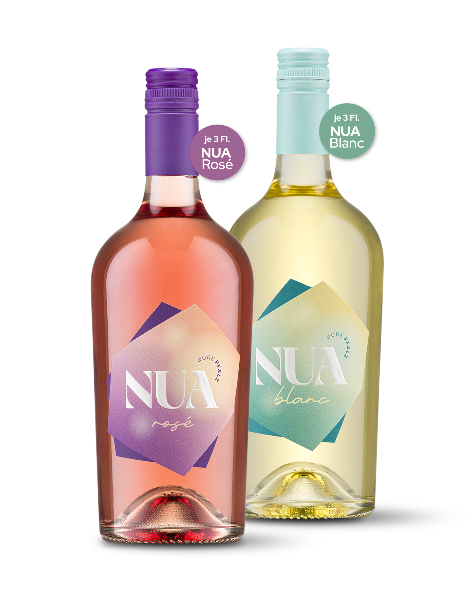 NUA 6er Paket – drei Flaschen Rosé und drei Flaschen Blanc