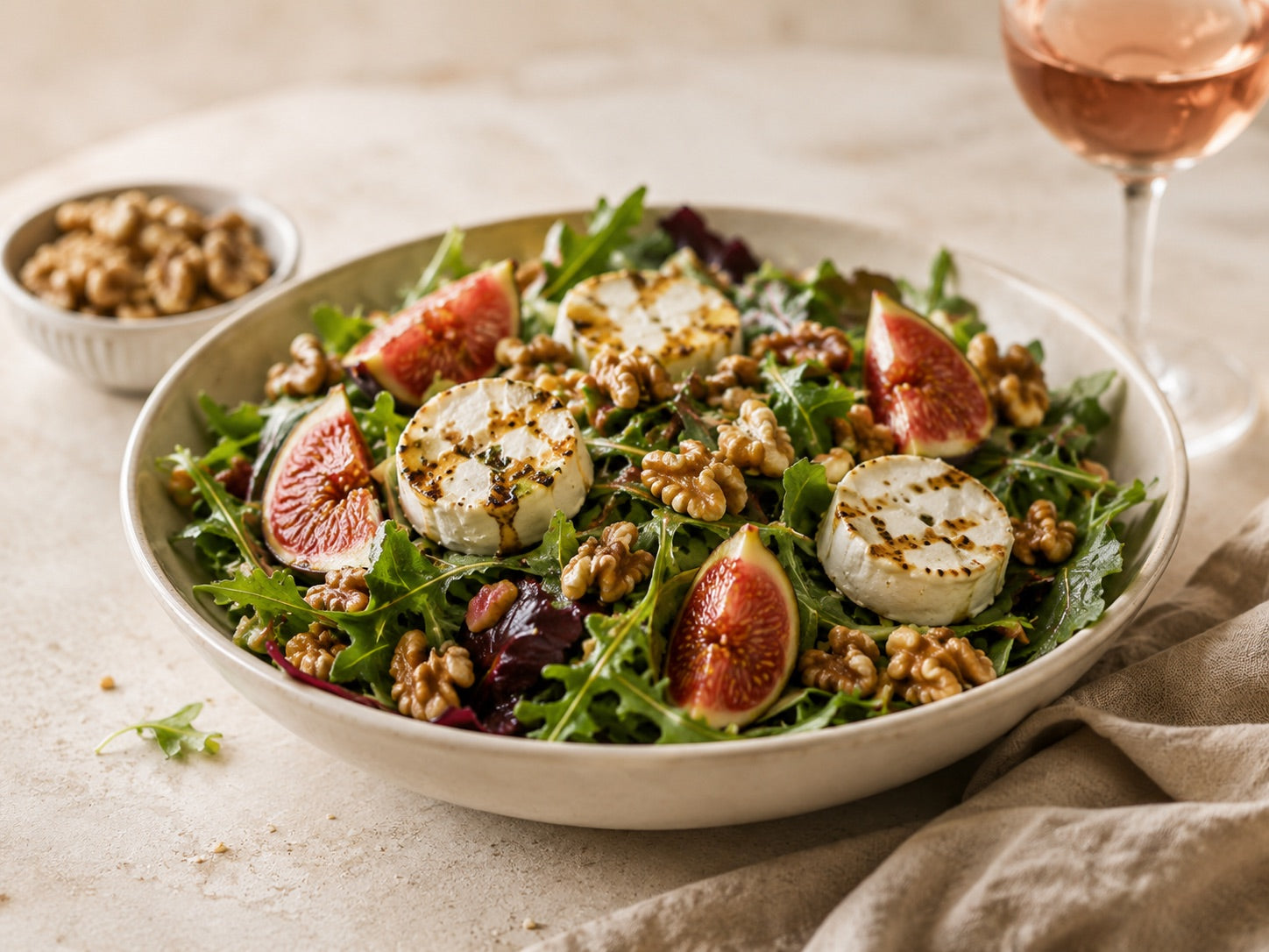 Ziegenkäse-Salat mit Feigen, Walnüssen & Honig